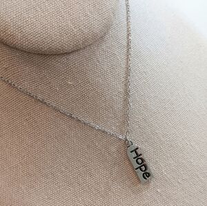 Hope Tag Charm and Stainless Steel Chain Necklace NWT